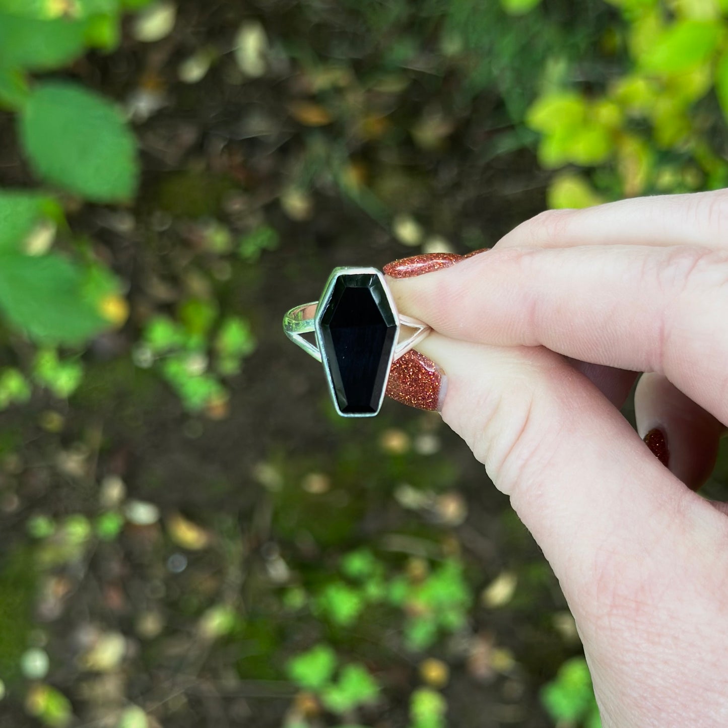 Black Onyx Coffin Ring