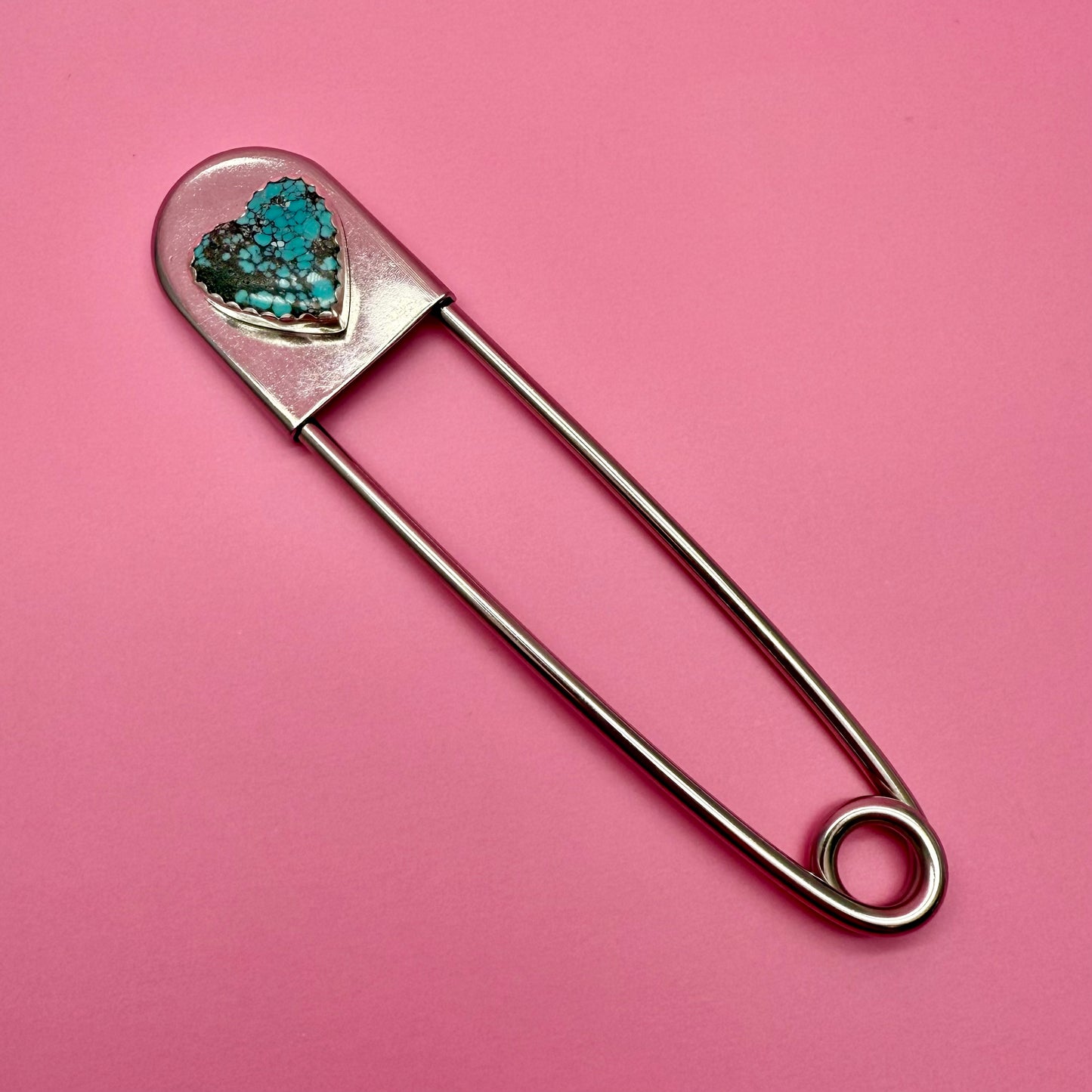 Farewell Fest Silver & Turquoise Jumbo Safety Pin