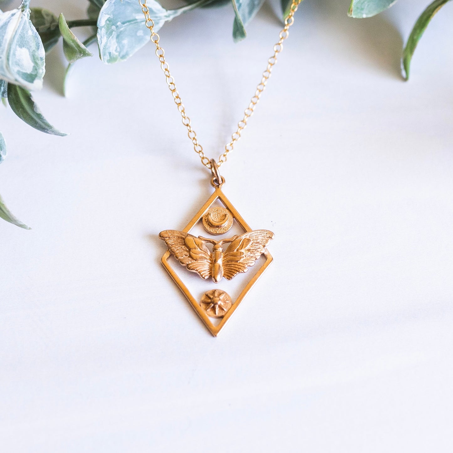 Moth Necklace Gold