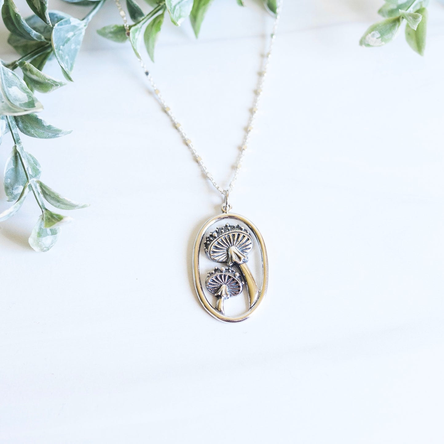 Agaric Mushroom Necklace Silver