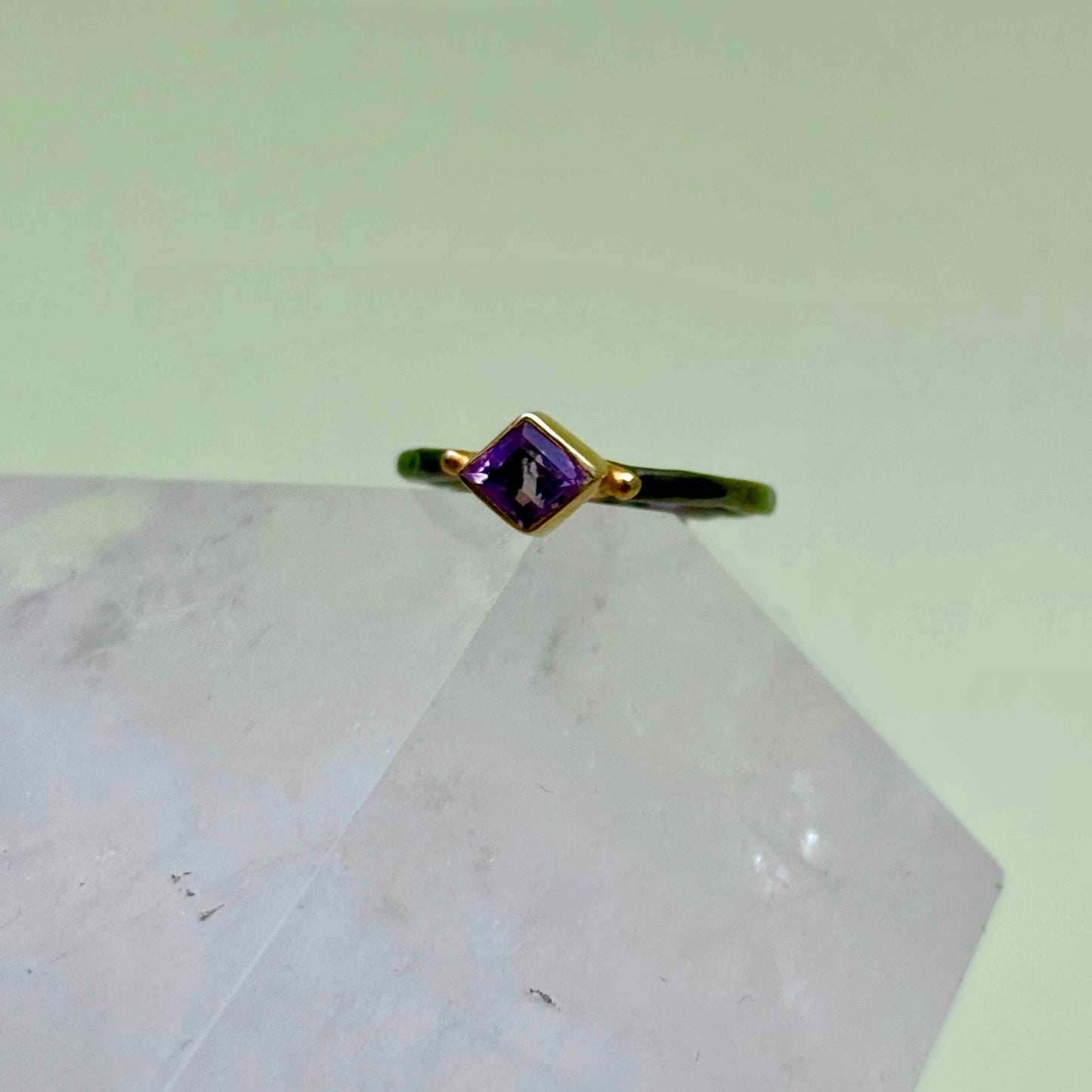 Rhodium & Gold Plated Silver Amethyst Ring