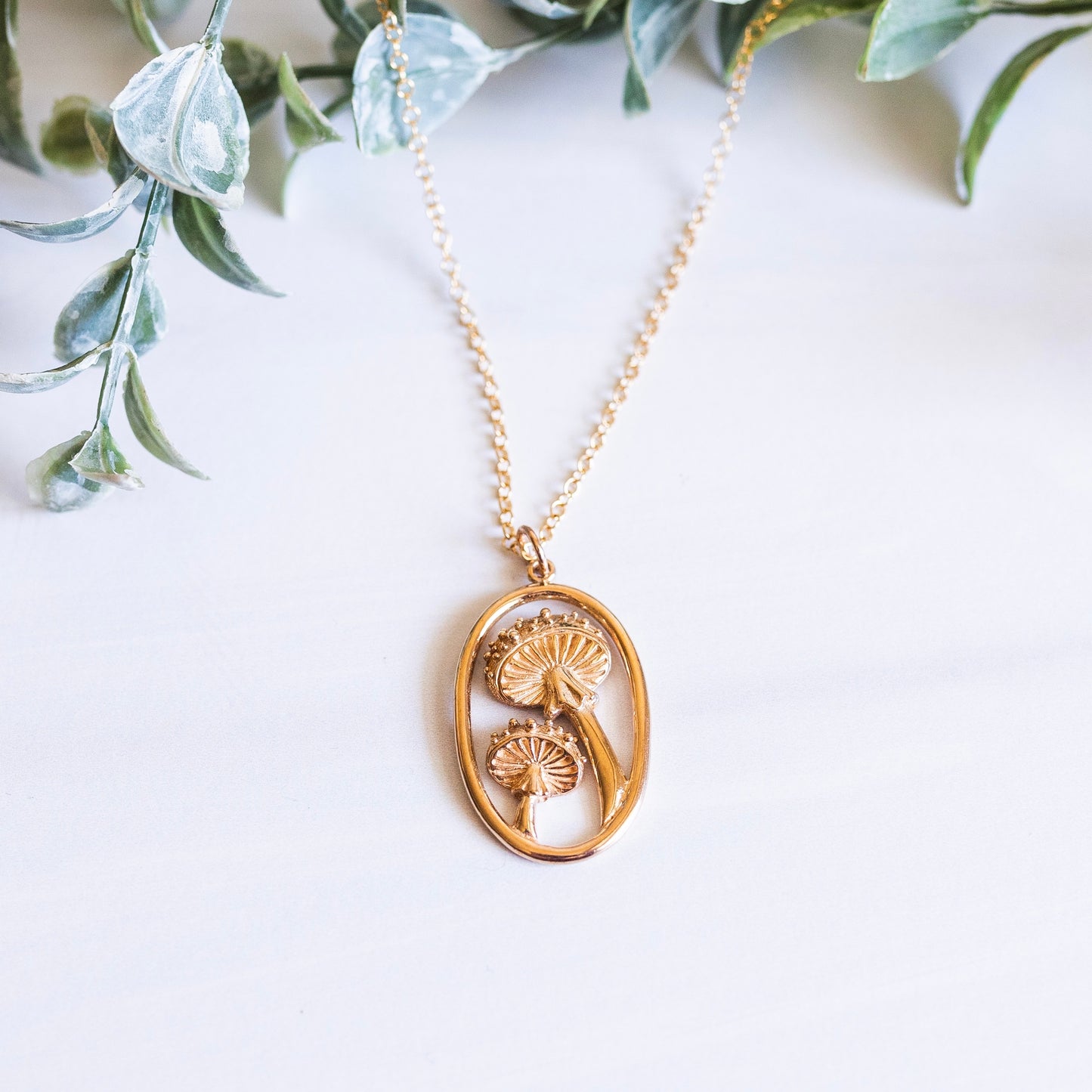 Agaric Mushroom Necklace Gold