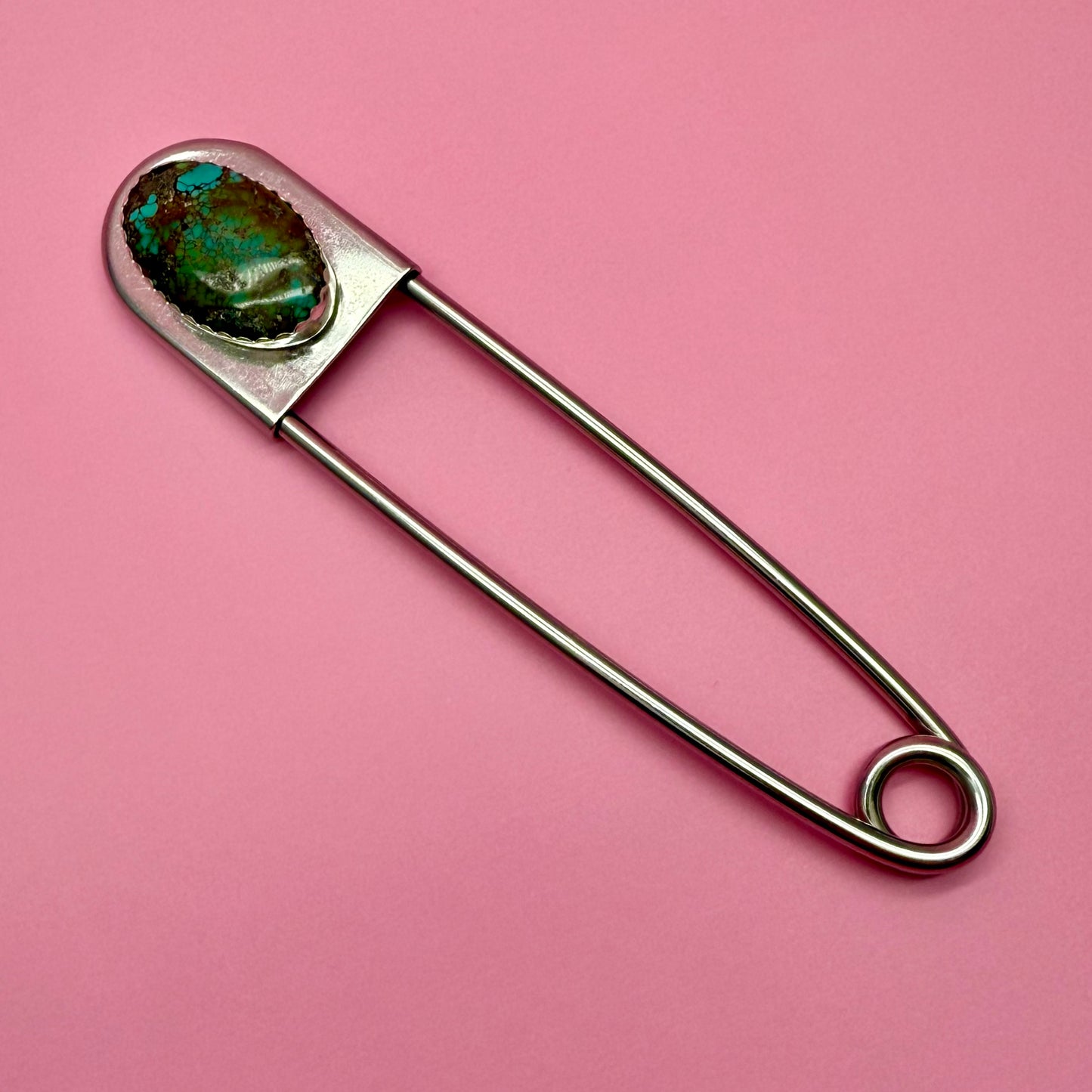 Maui Silver Turquoise Jumbo Safety Pin