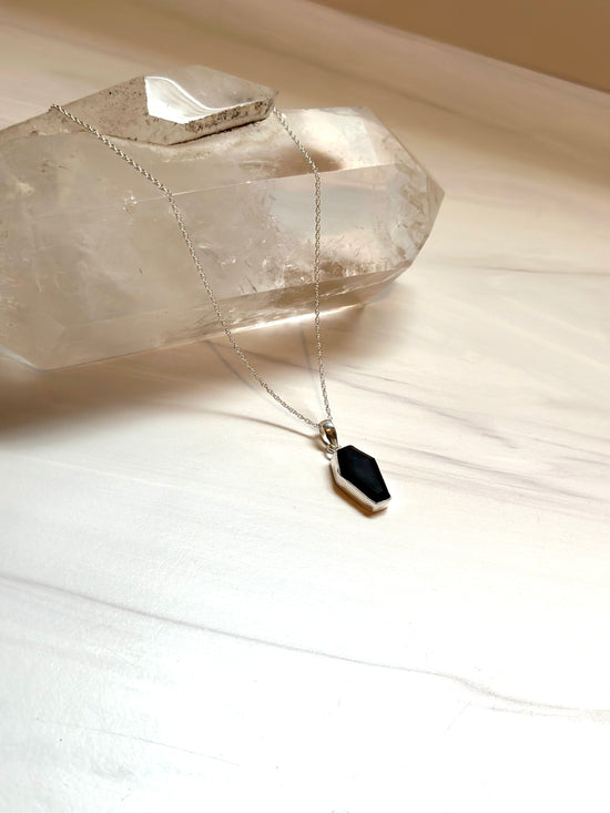 Black Onyx Coffin Necklace