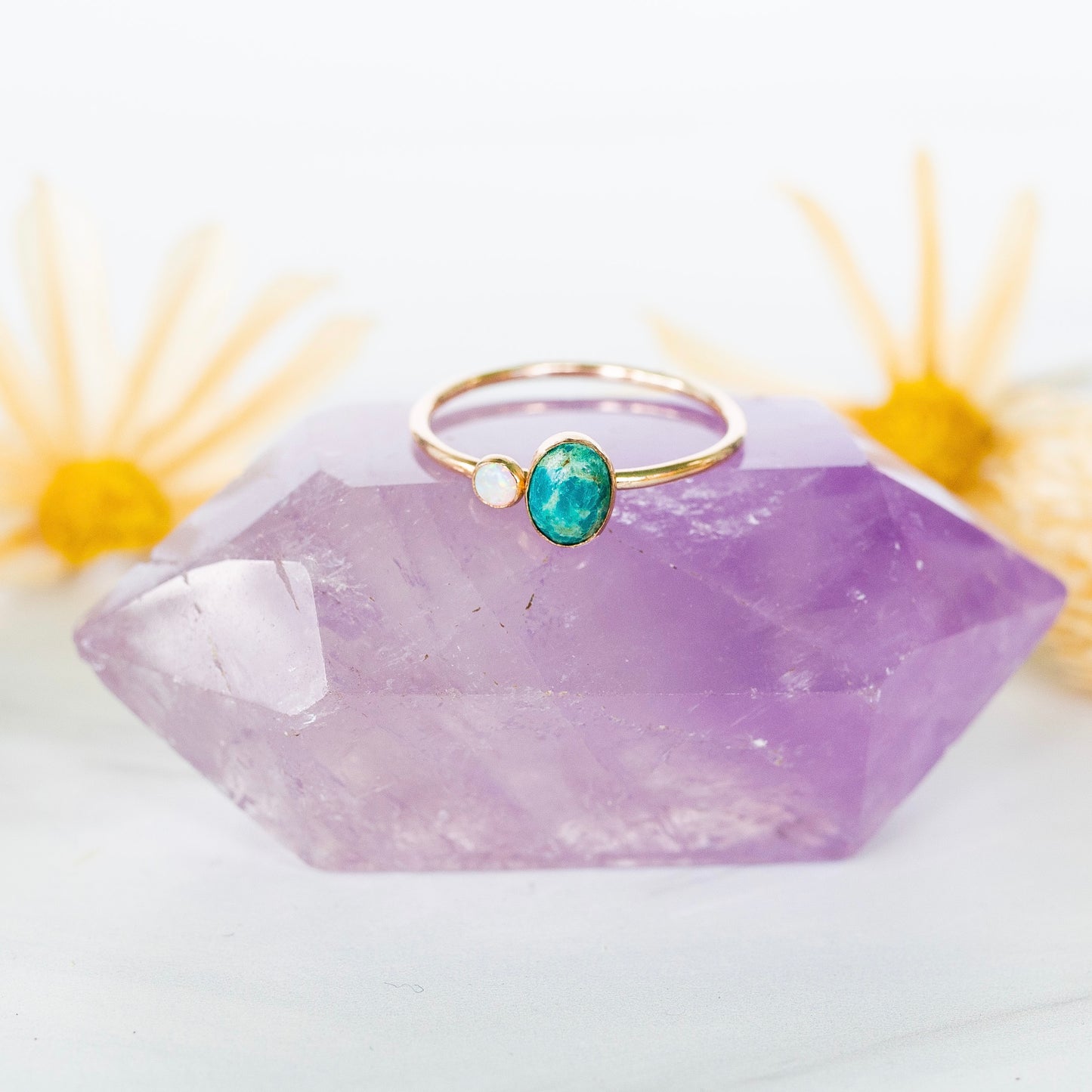 Duo Chrysocolla & Opal Ring
