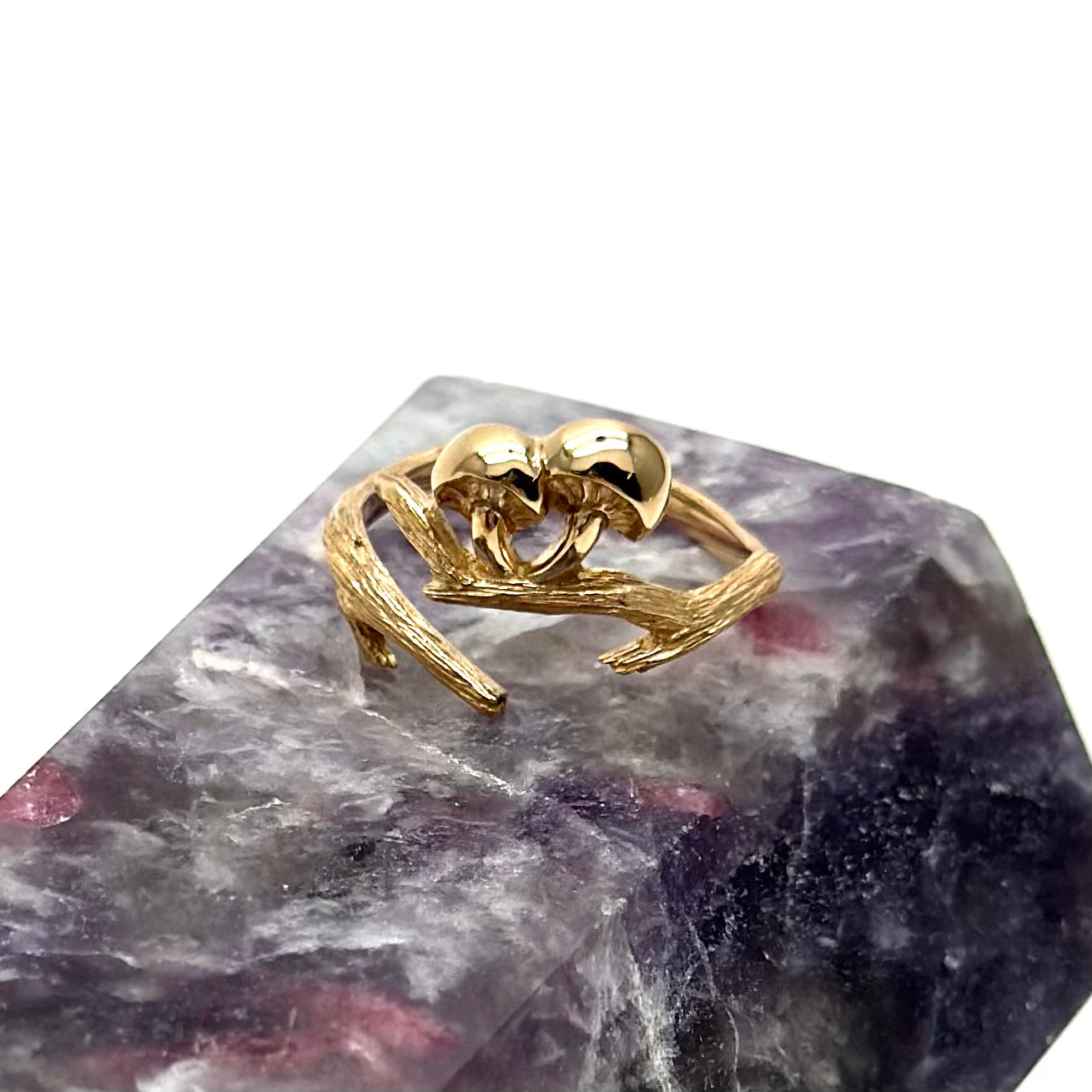 Gold Mushroom & Branch Adjustable Ring
