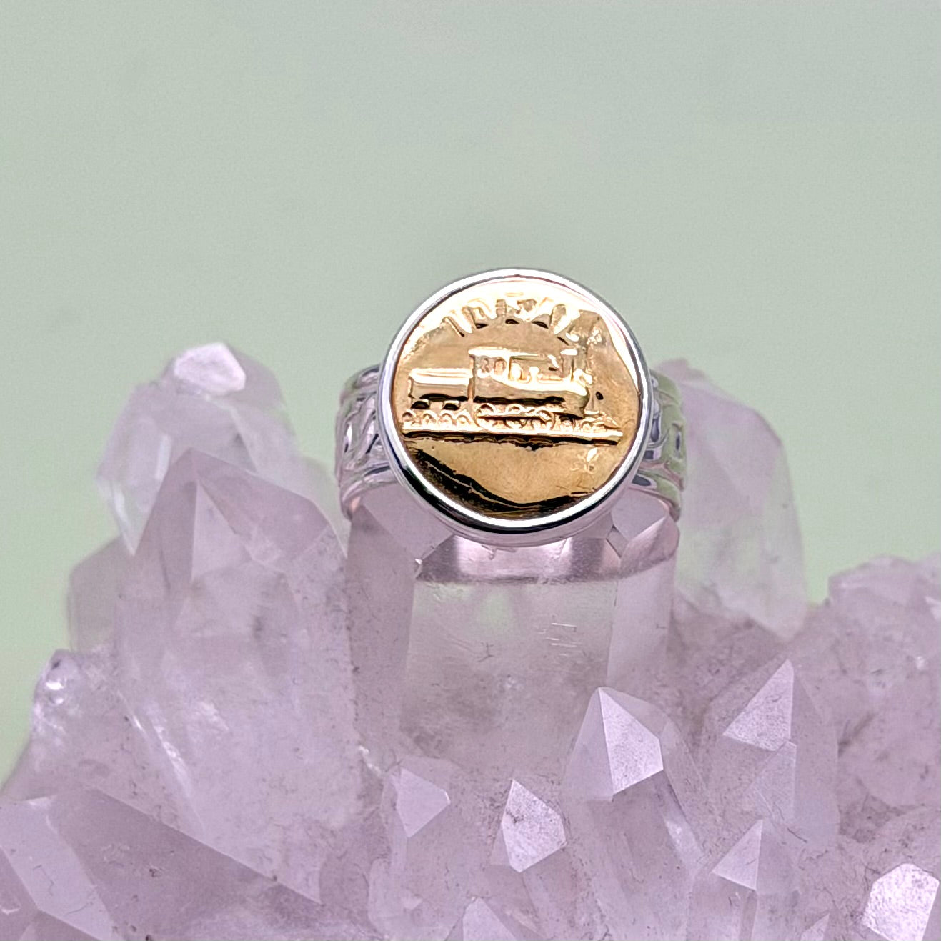 “Ideal” Union Button Sterling Silver Ring Size 9.5