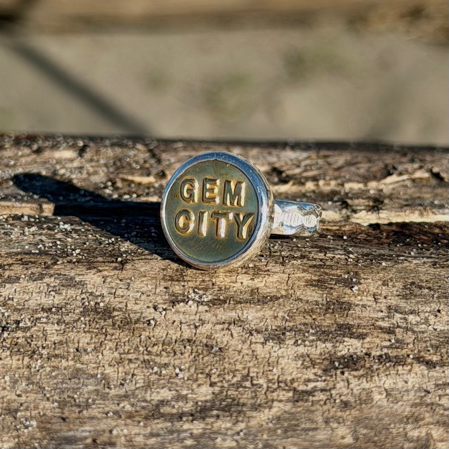 “Gem City” Union Button Ring Size 8
