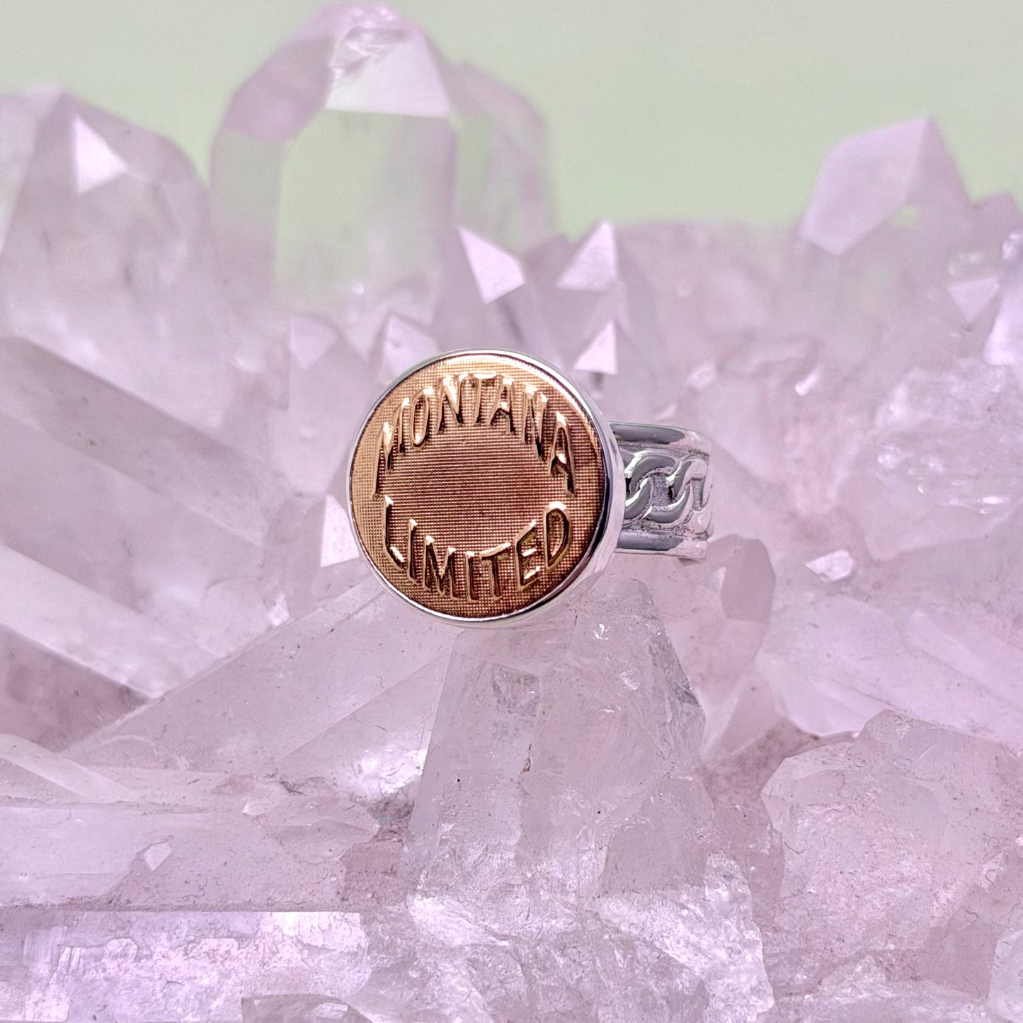 “Montana Limited” Union Button Sterling Silver Ring Size 10