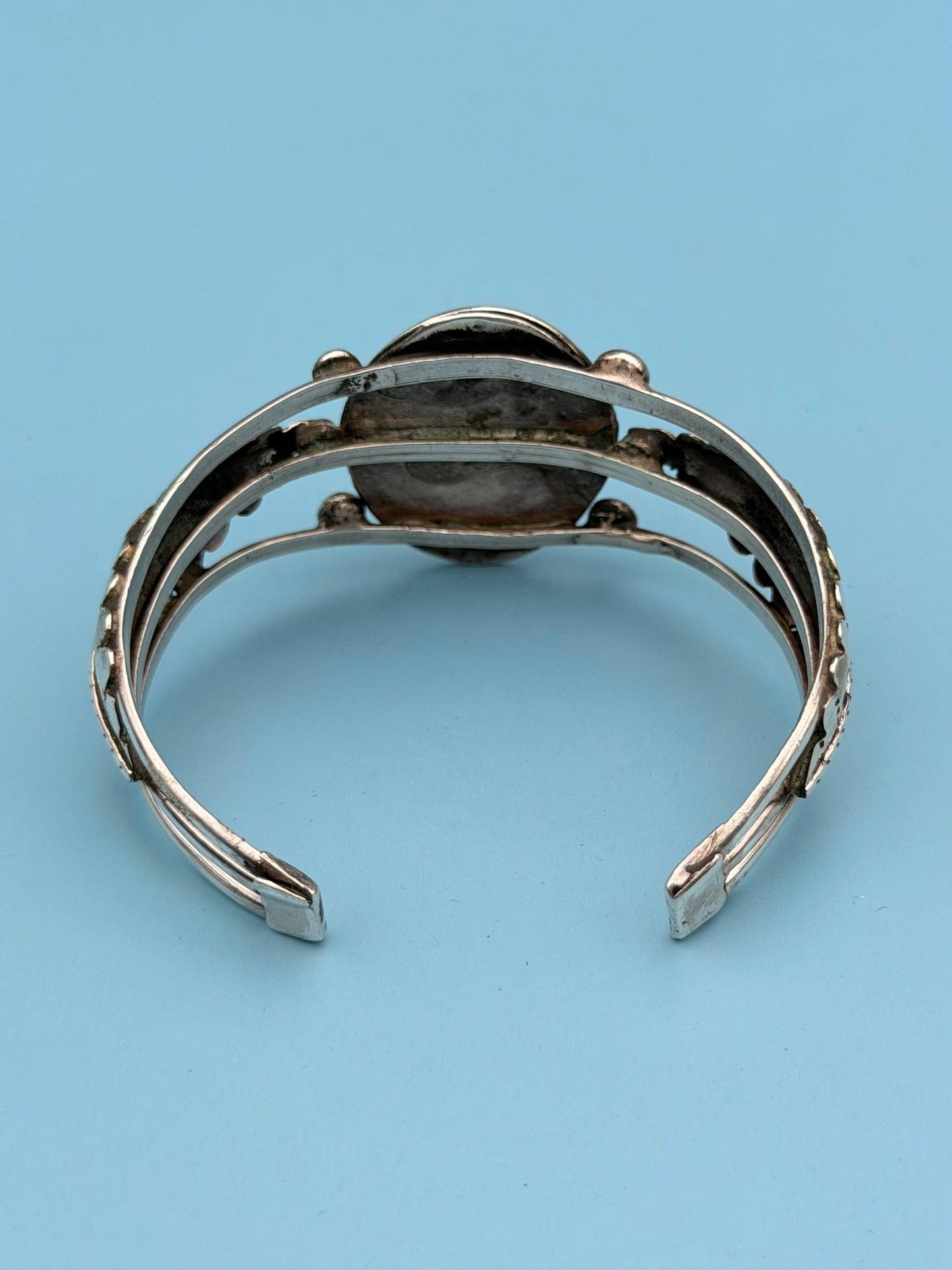 Old Pawn Native American Turquoise Silver Cuff