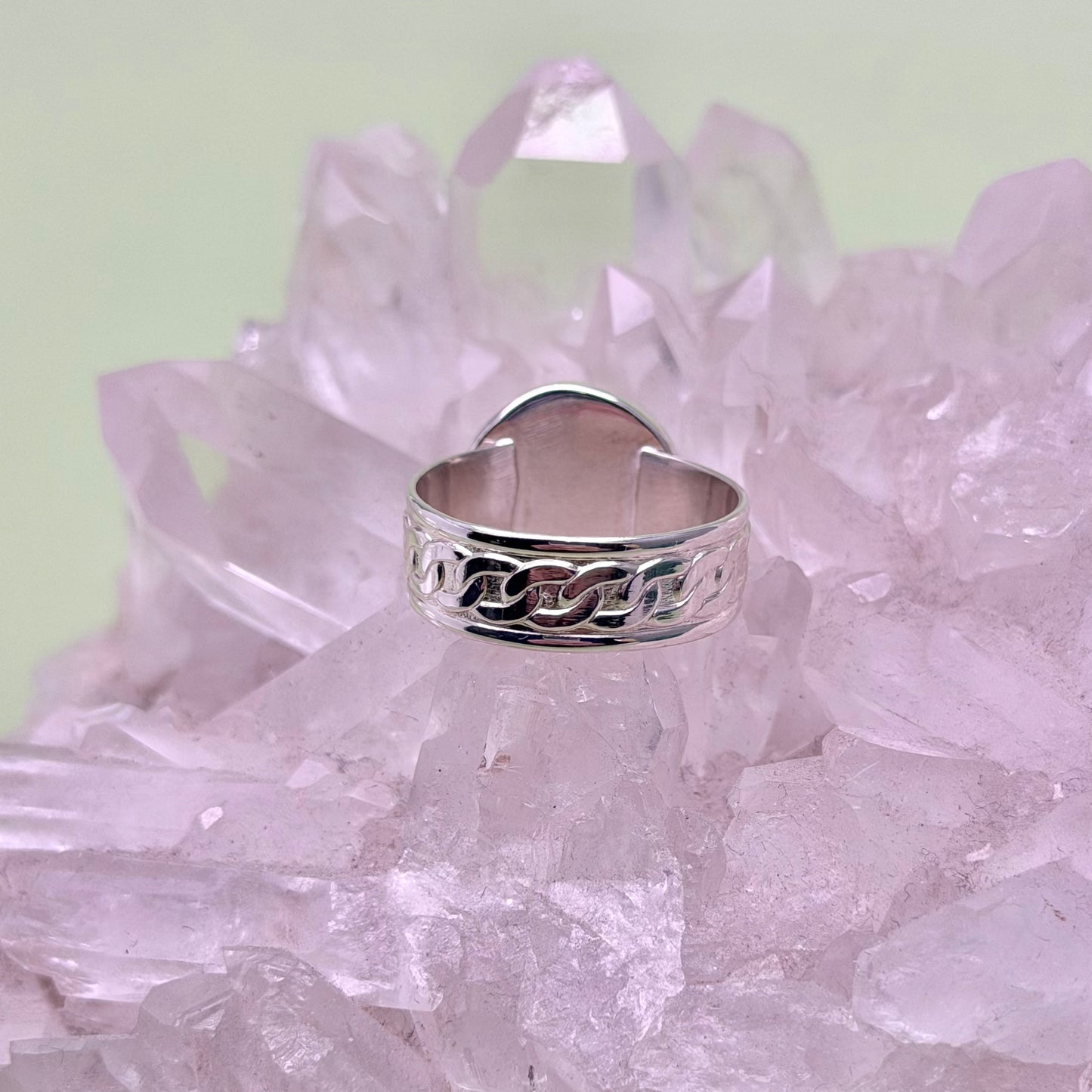 “Ideal” Union Button Sterling Silver Ring Size 9.5