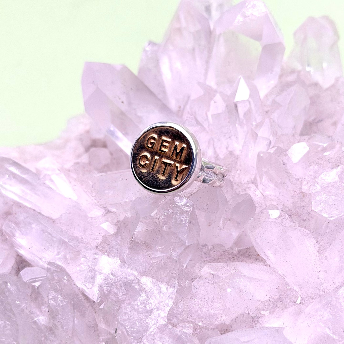 “Gem City” Union Button Ring Size 8