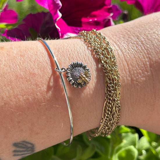 Two Tone Charm Bangle