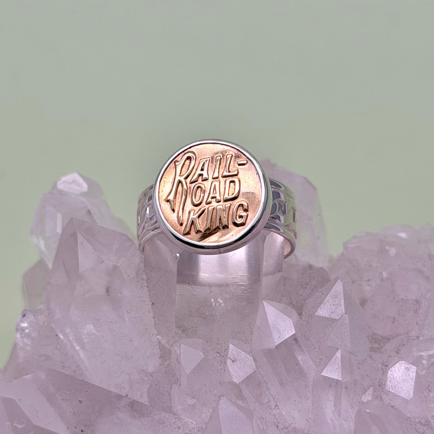 “Rail Road King” Union Button Sterling Silver Ring Size 12