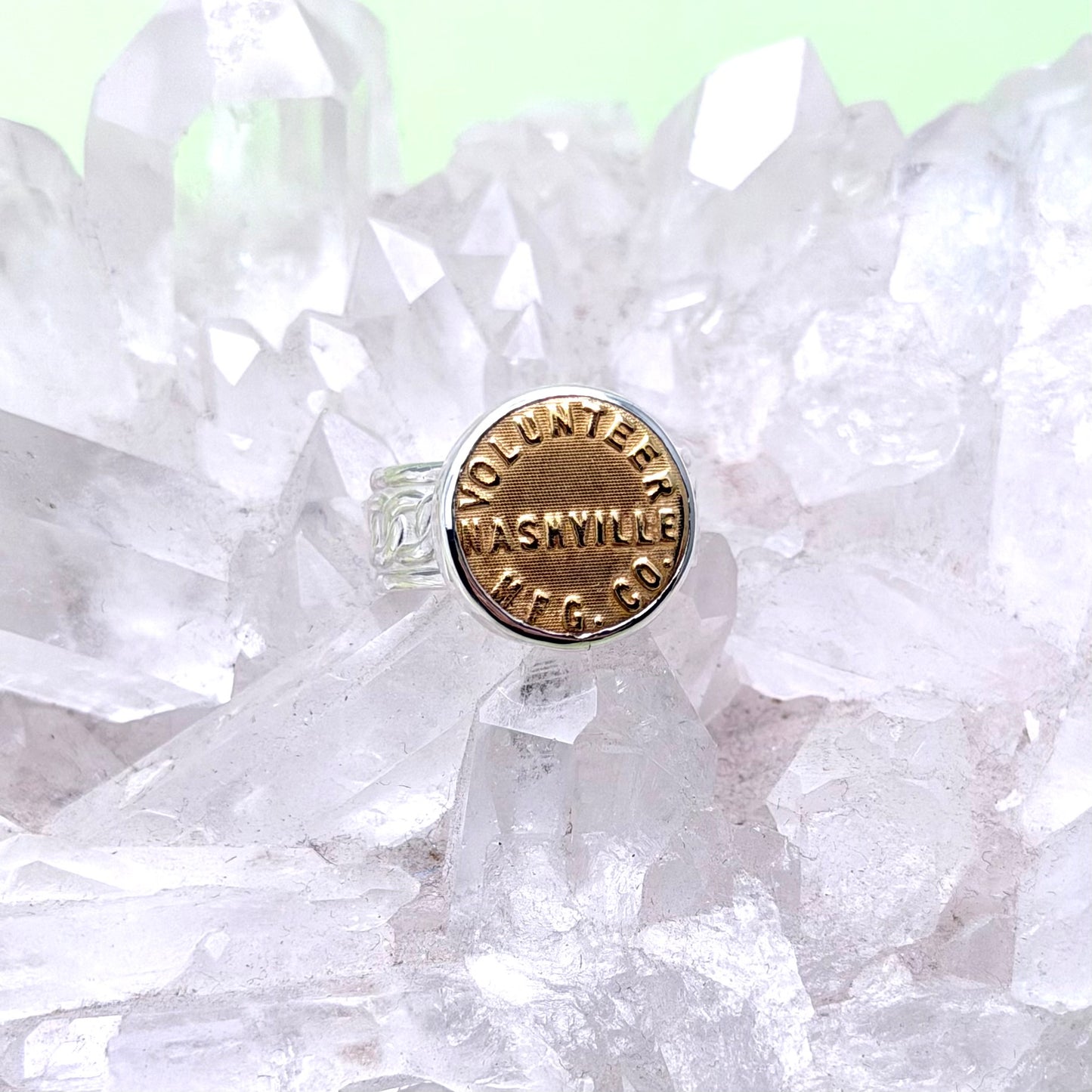 “Volunteer Nashville MFG CO” Union Button Ring Size 9