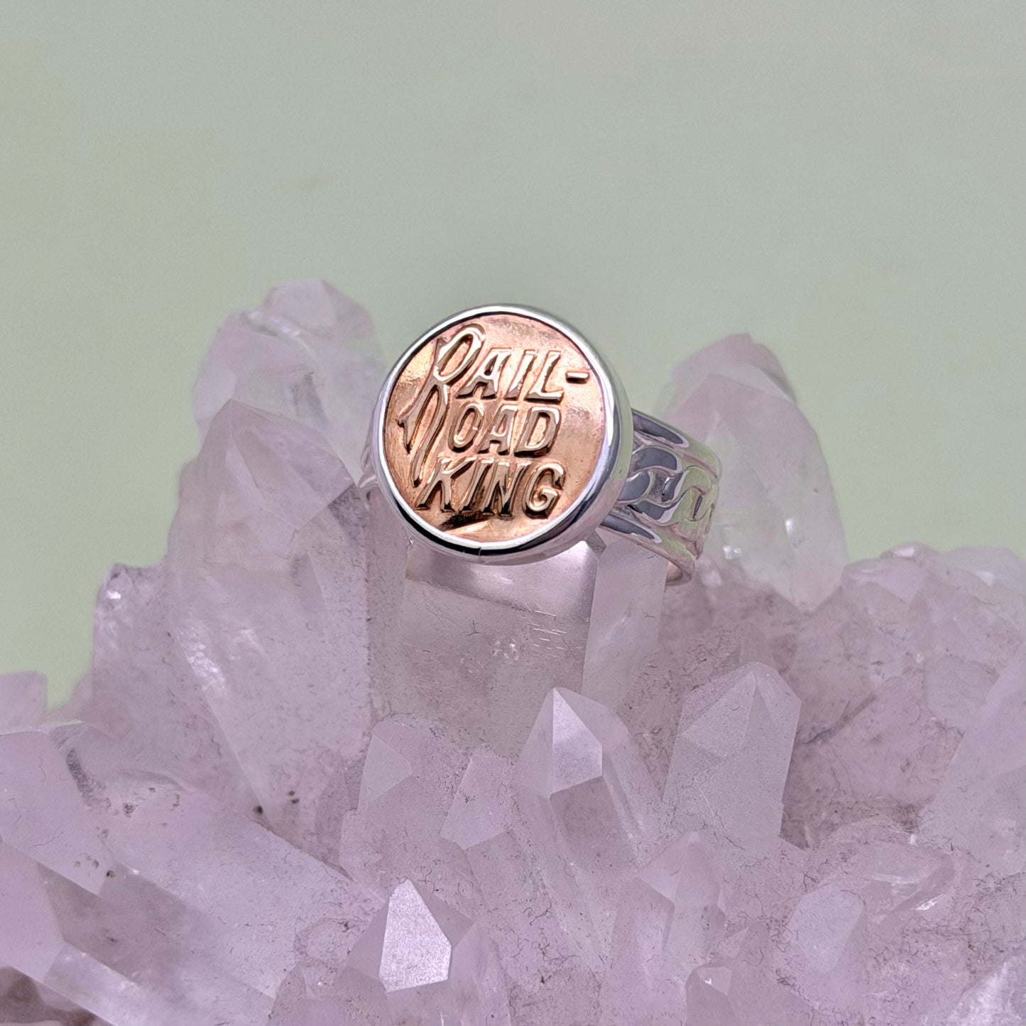 “Rail Road King” Union Button Sterling Silver Ring Size 12