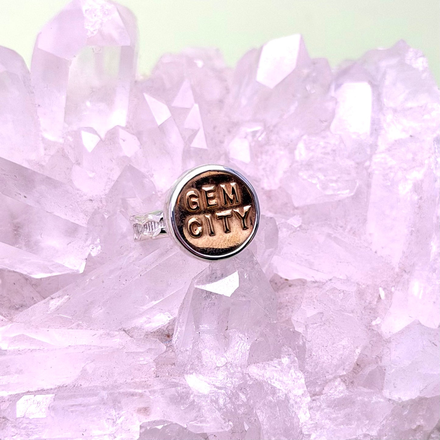 “Gem City” Union Button Ring Size 8