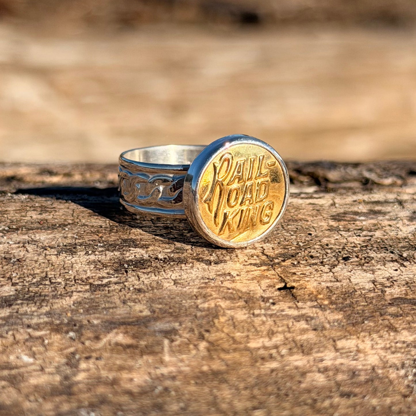 “Rail Road King” Union Button Sterling Silver Ring Size 12