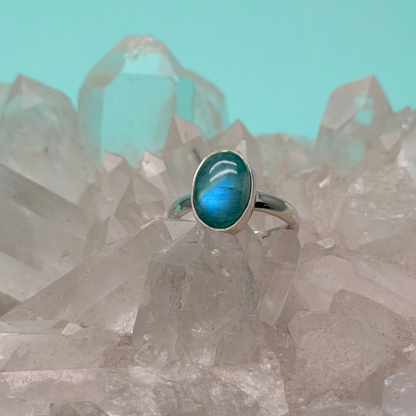 Guiding Light Green Moonstone Ring