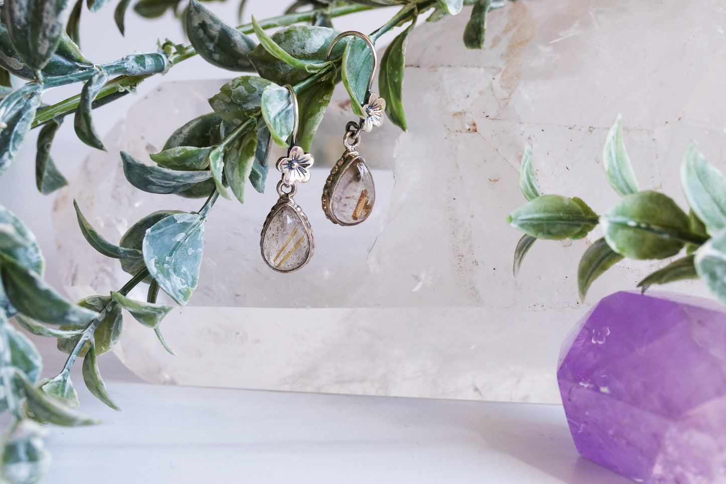 Load image into Gallery viewer, Blissed Out Rutilated Quartz Earrings
