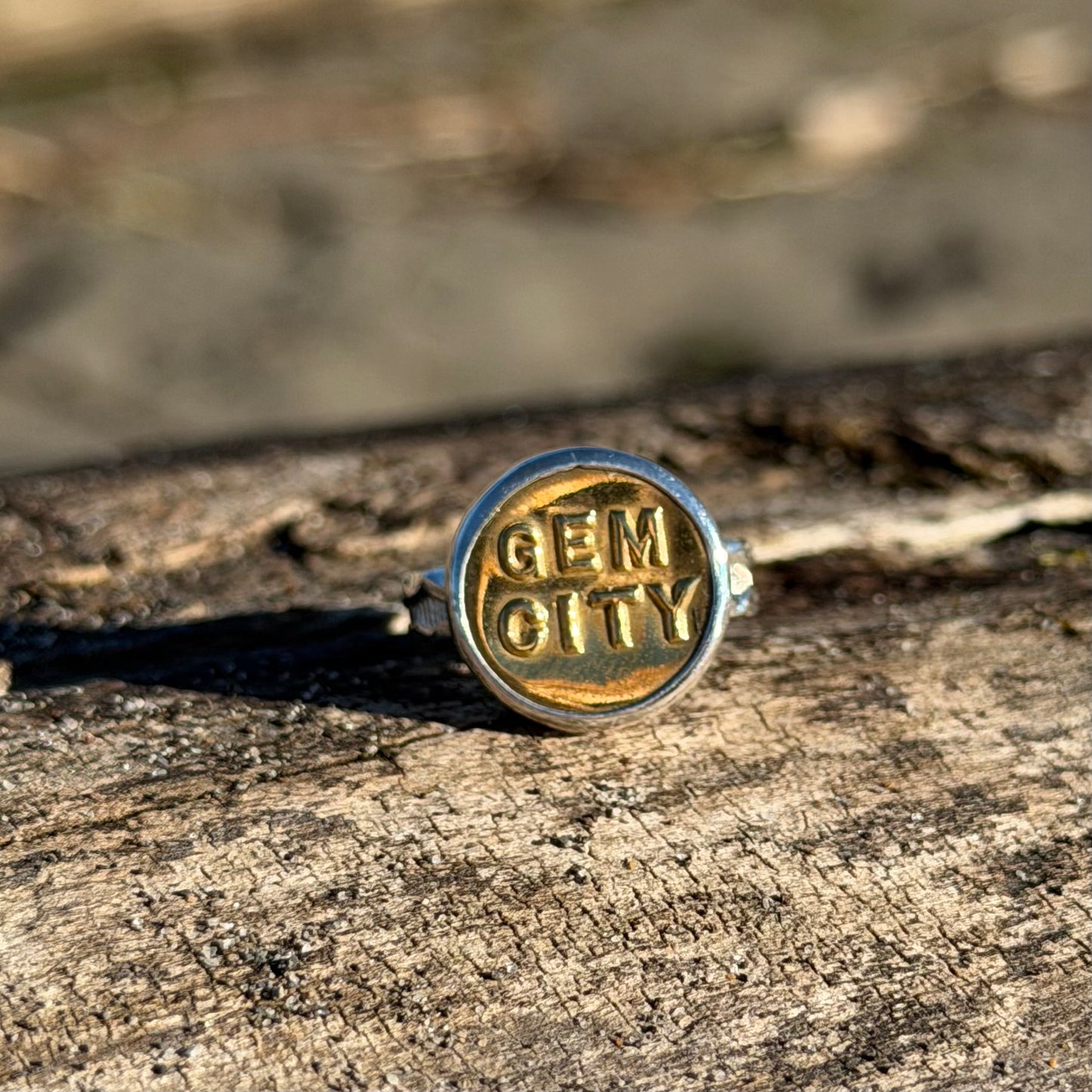“Gem City” Union Button Ring Size 8