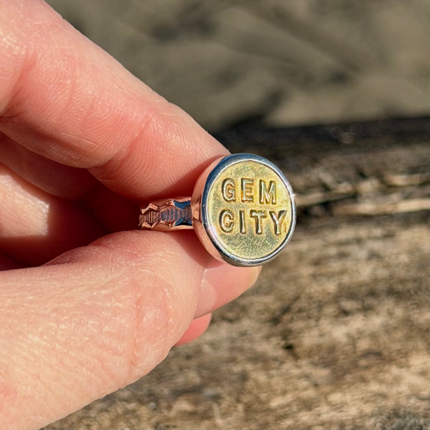 “Gem City” Union Button Ring Size 8