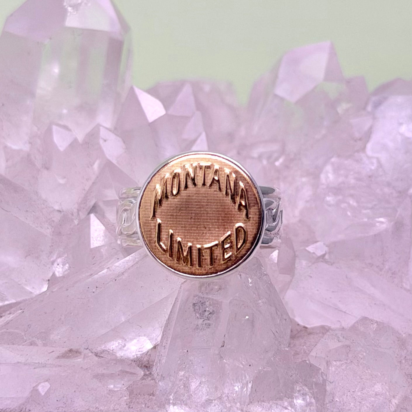 “Montana Limited” Union Button Sterling Silver Ring Size 10