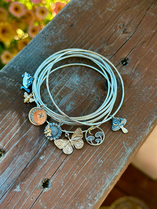 Two Tone Charm Bangle