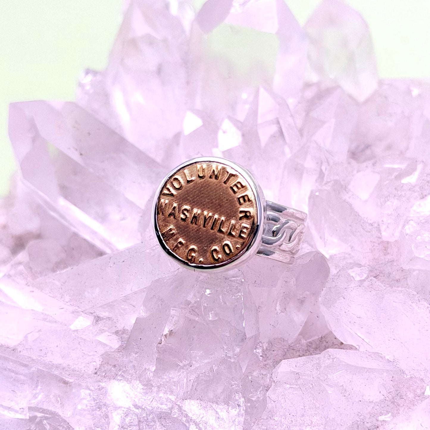 “Volunteer Nashville MFG CO” Union Button Ring Size 9