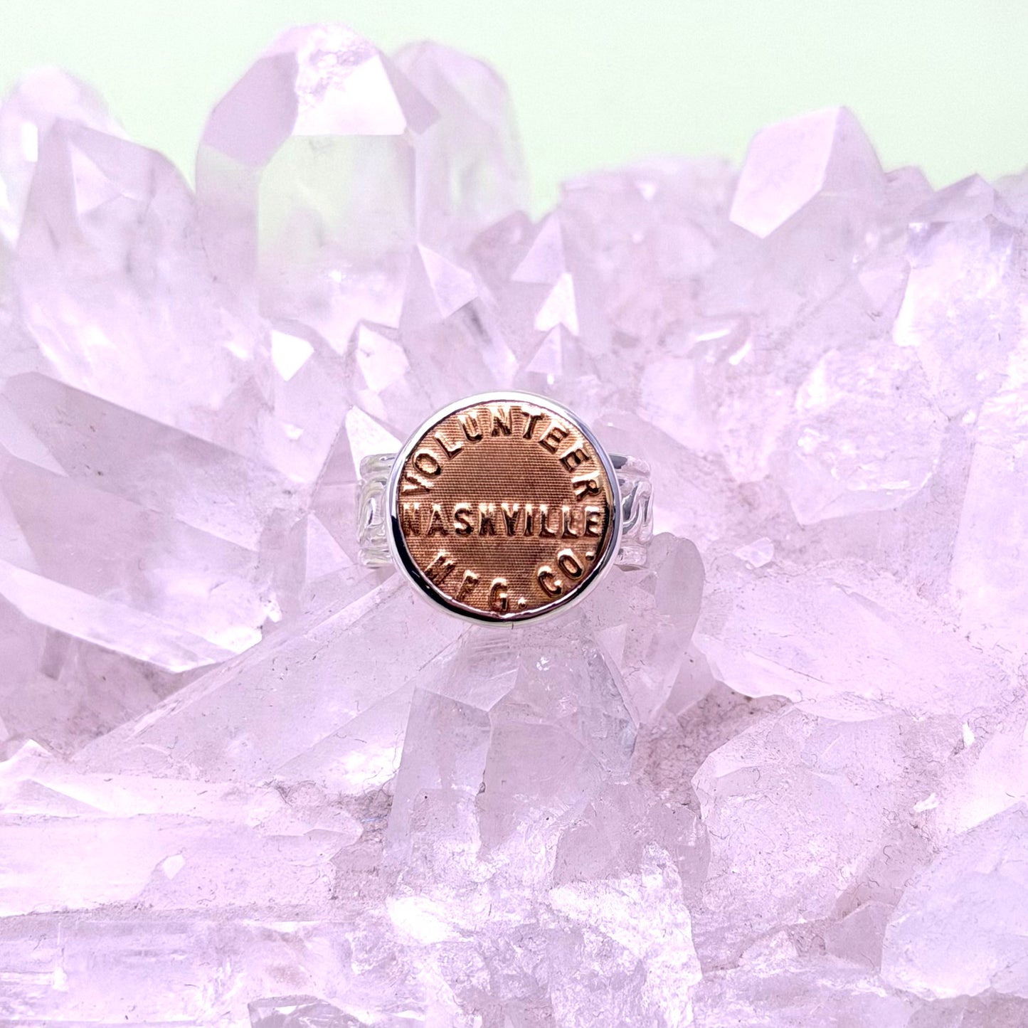 “Volunteer Nashville MFG CO” Union Button Ring Size 9