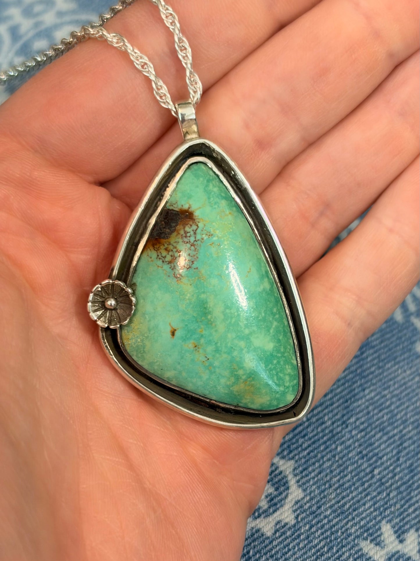 Sagebrush Shadowbox Kingman Turquoise Sterling Silver Necklace