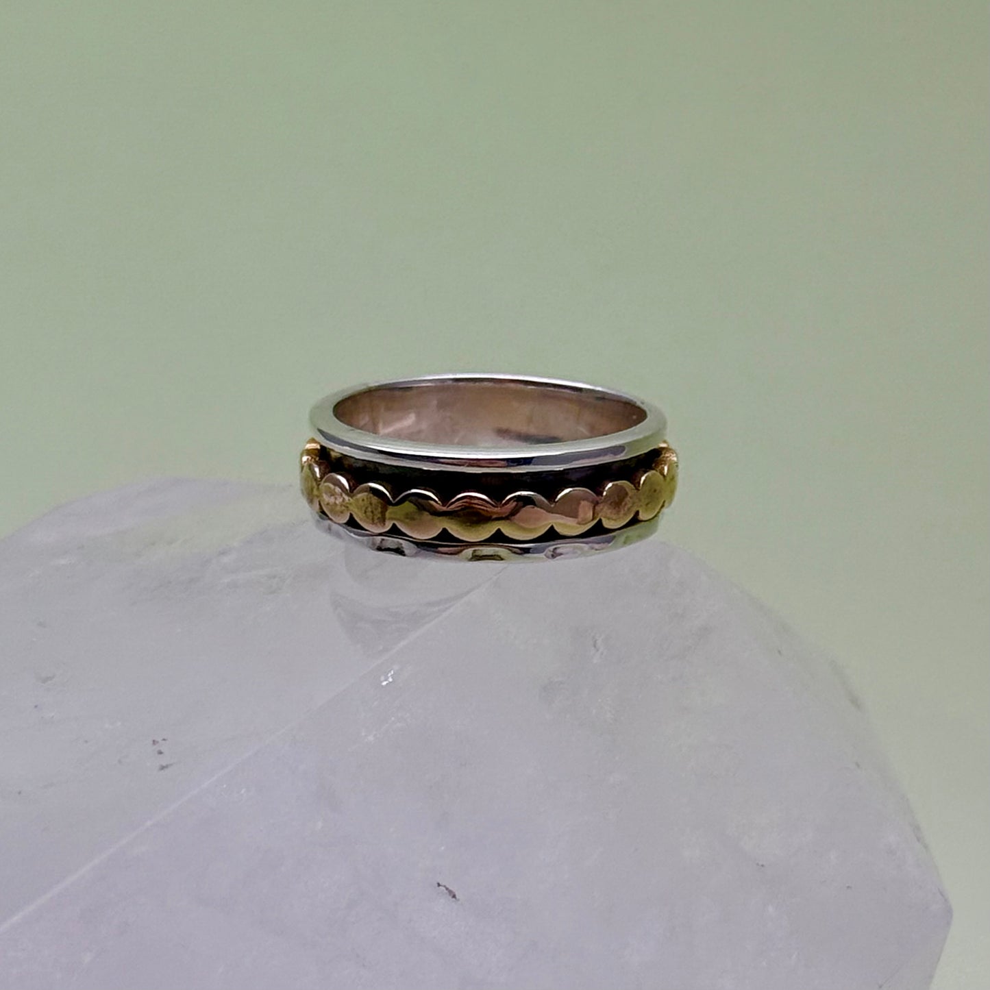 Dotted Brass & Sterling Silver Spinner Ring