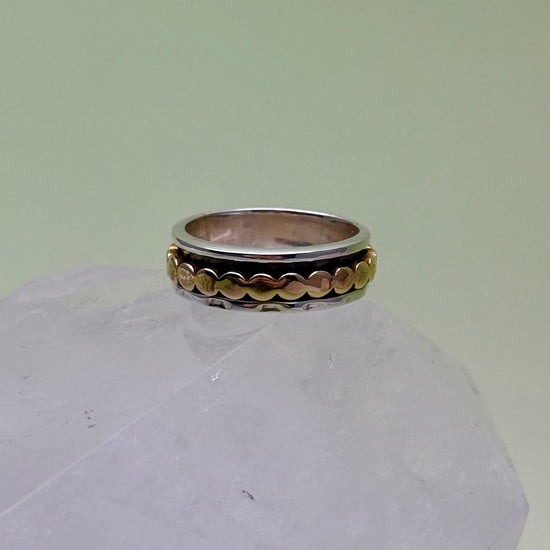 Dotted Brass & Sterling Silver Spinner Ring