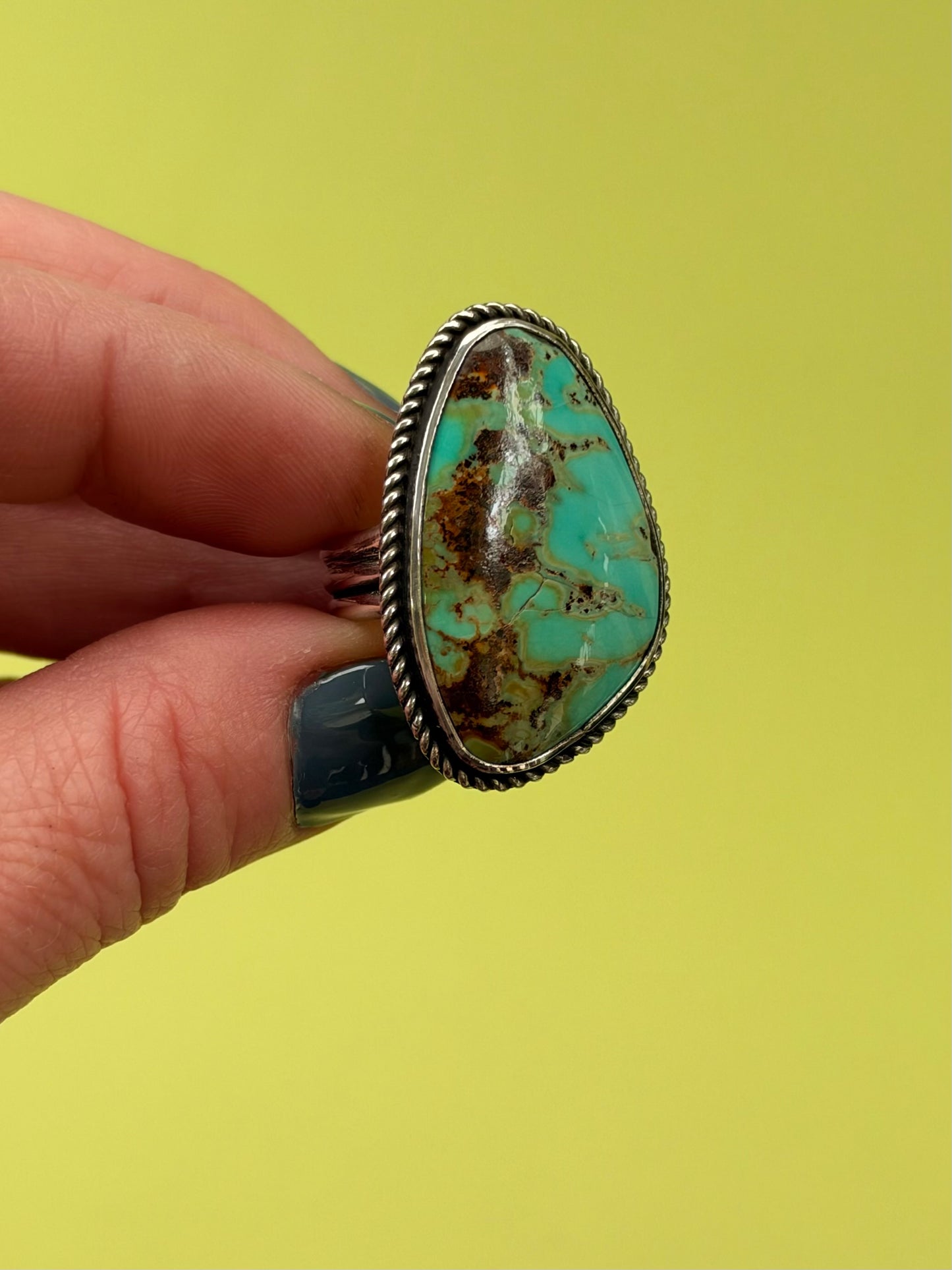 Mine-Sourced Kingman Turquoise Sterling Silver Monarch Ring Size 8.75