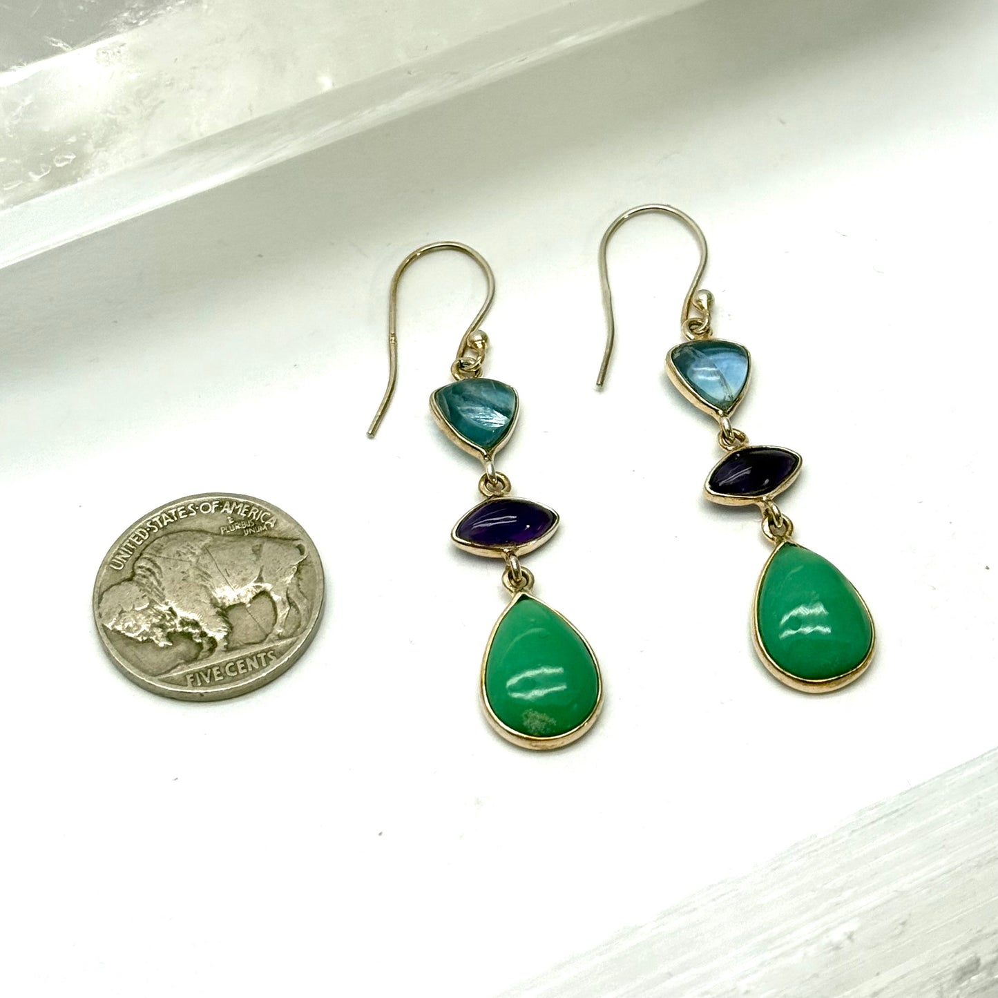 Light Seeker Apatite, Amethyst, & Chrysocolla Earrings