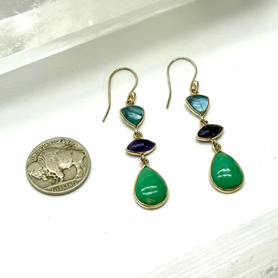 Light Seeker Apatite, Amethyst, & Chrysocolla Earrings