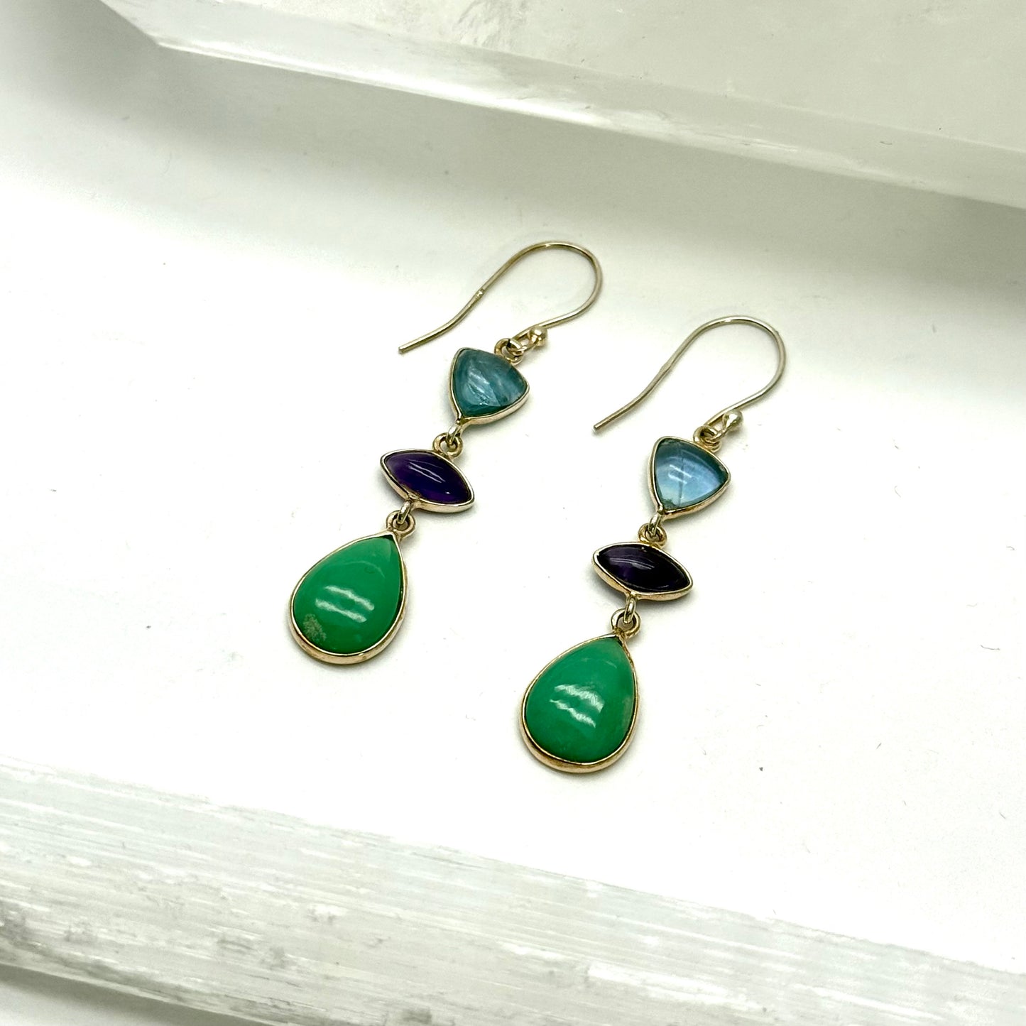 Light Seeker Apatite, Amethyst, & Chrysocolla Earrings