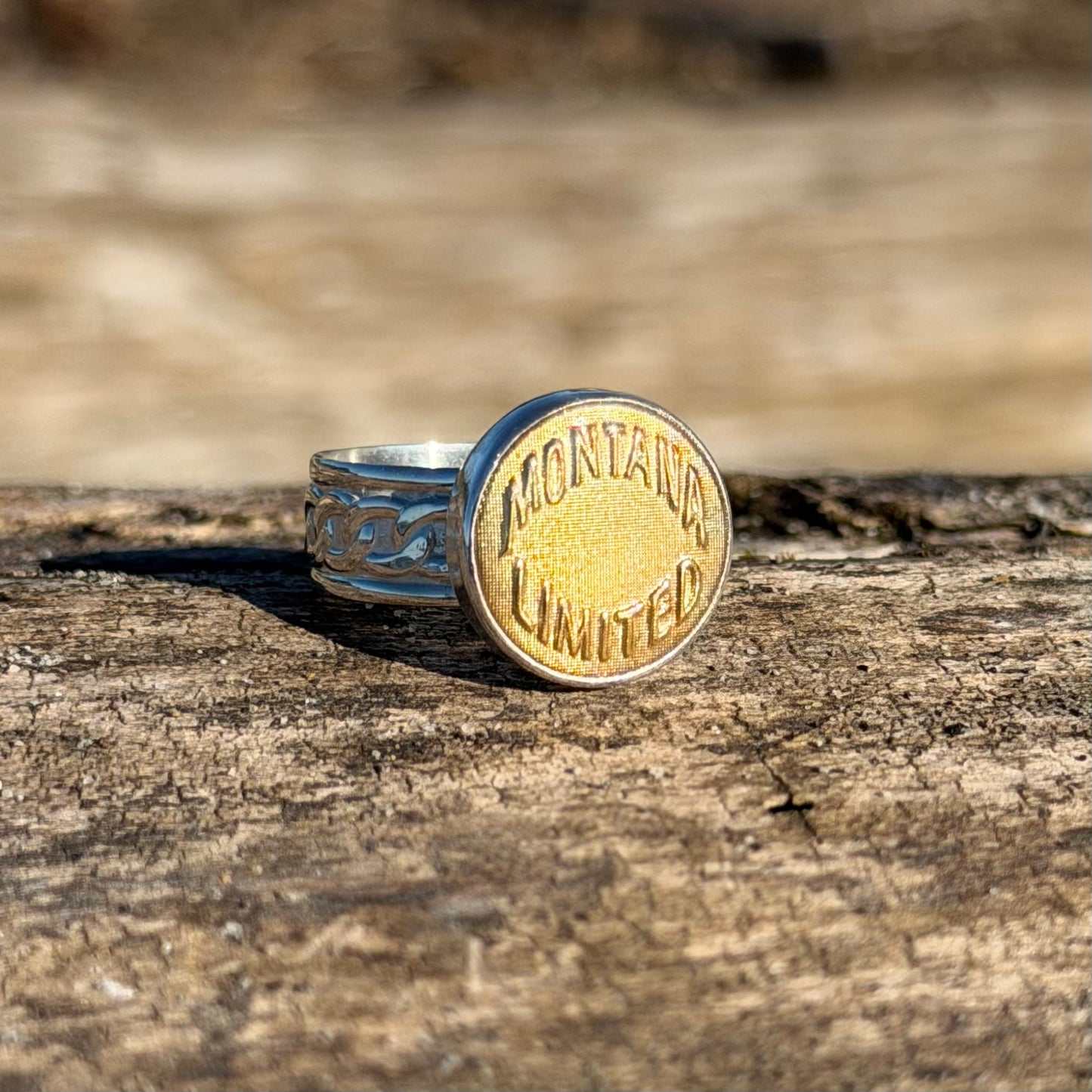 “Montana Limited” Union Button Sterling Silver Ring Size 10