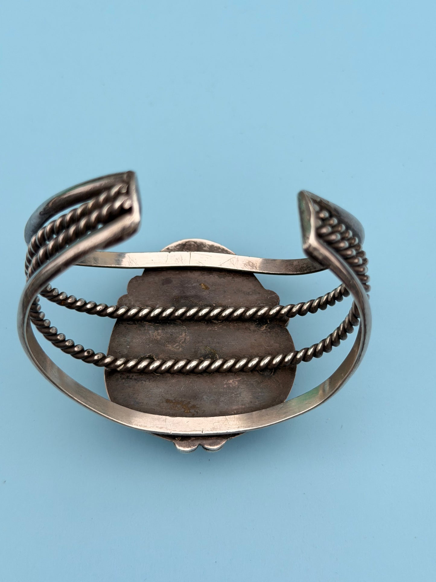 "Neetha Bay" Sterling Silver Vintage Green Turquoise Cuff