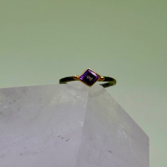 Rhodium & Gold Plated Silver Amethyst Ring