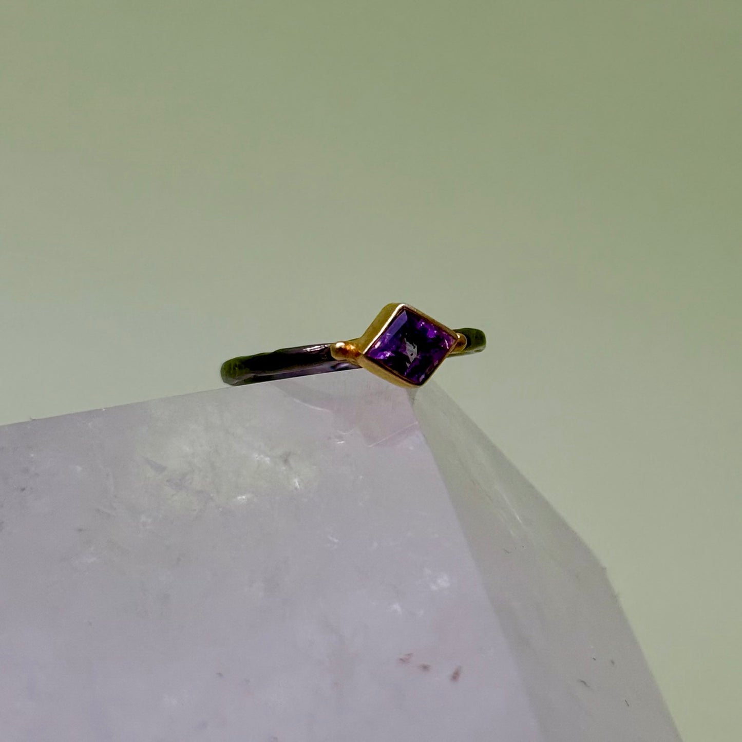 Rhodium & Gold Plated Silver Amethyst Ring
