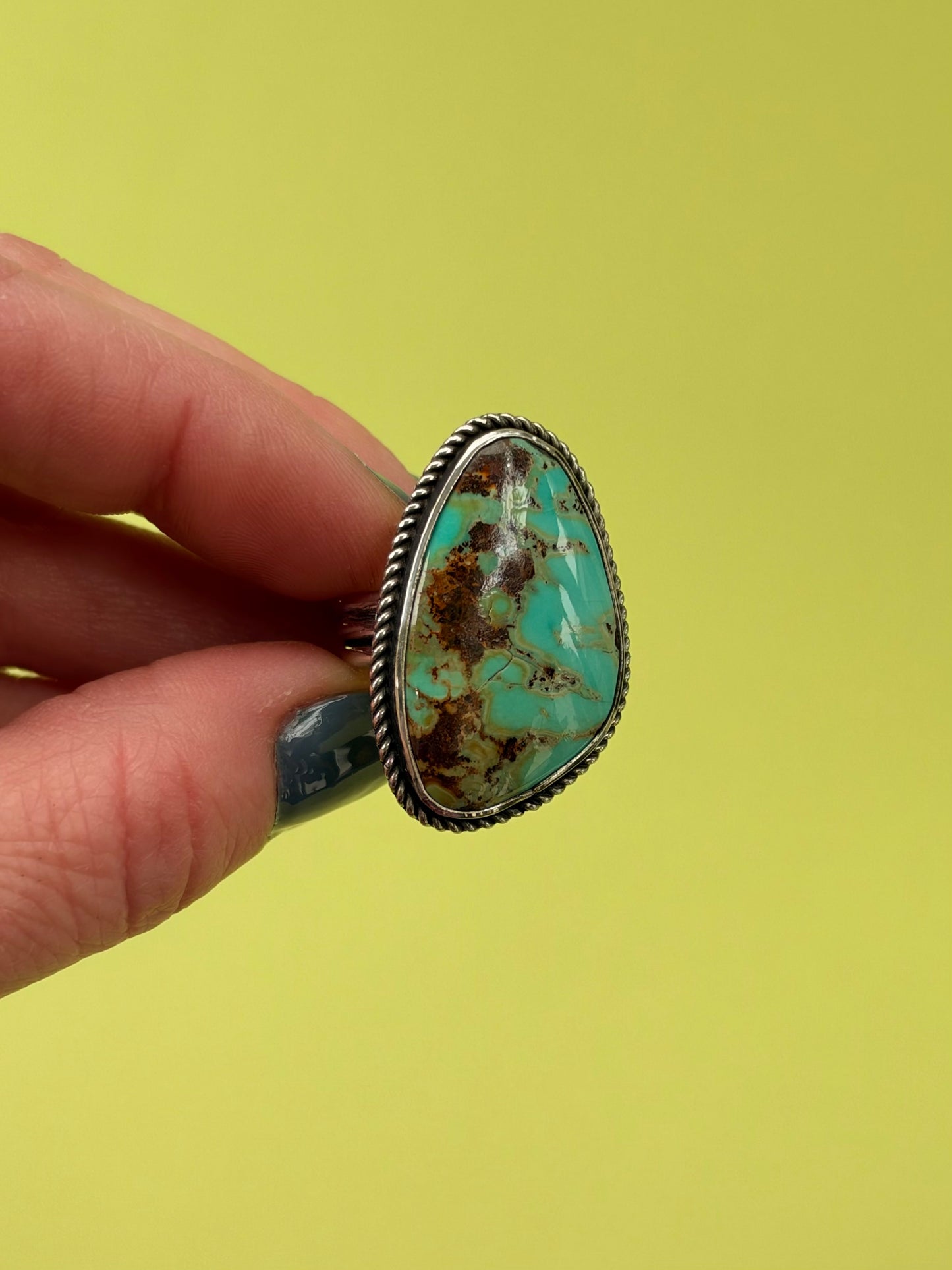 Mine-Sourced Kingman Turquoise Sterling Silver Monarch Ring Size 8.75