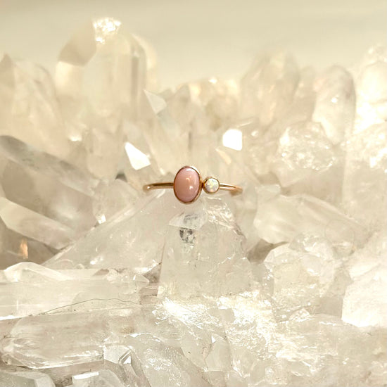 Load image into Gallery viewer, Duo Pink Opal &amp;amp; White Opal Ring
