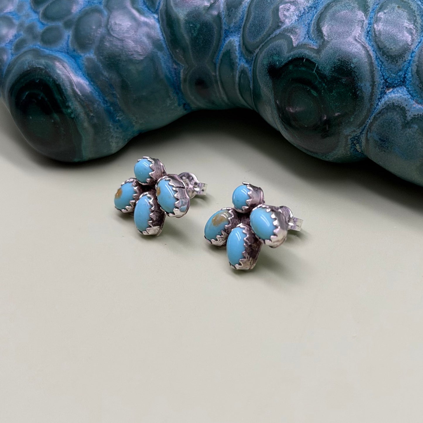 Native American Turquoise Cluster Earrings