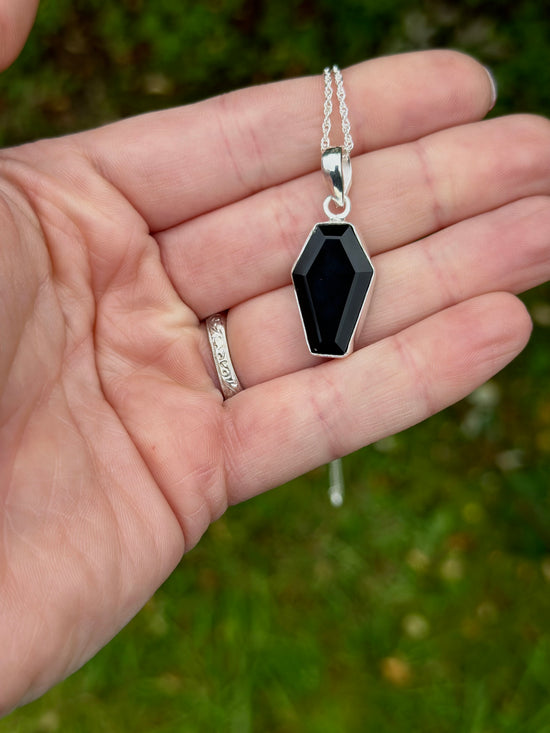 Load image into Gallery viewer, Black Onyx Coffin Necklace
