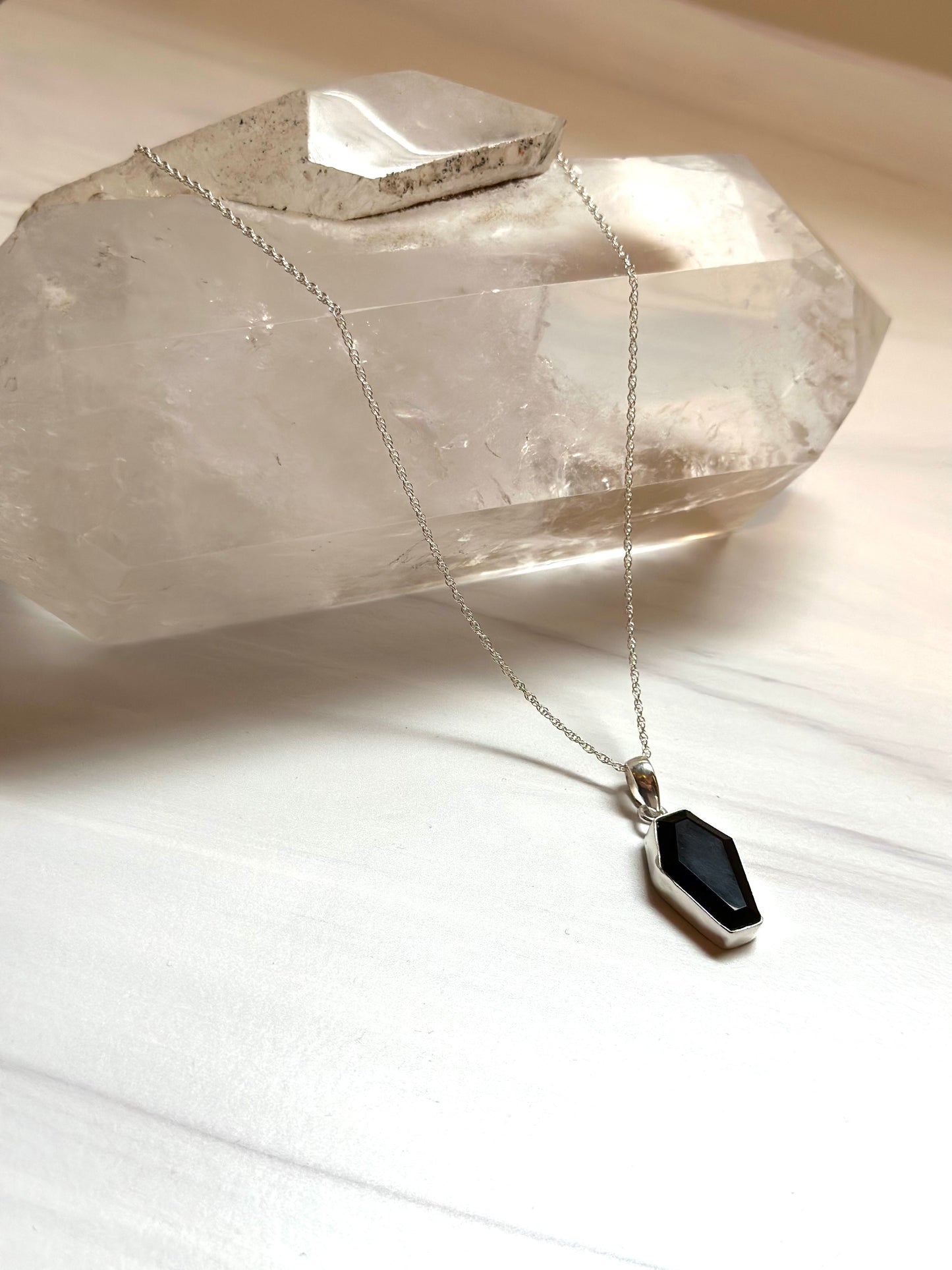 Black Onyx Coffin Necklace