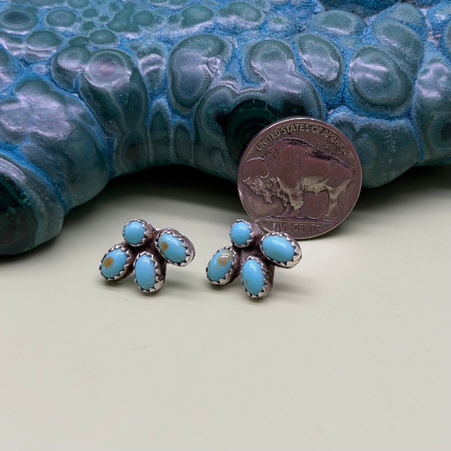 Native American Turquoise Cluster Earrings