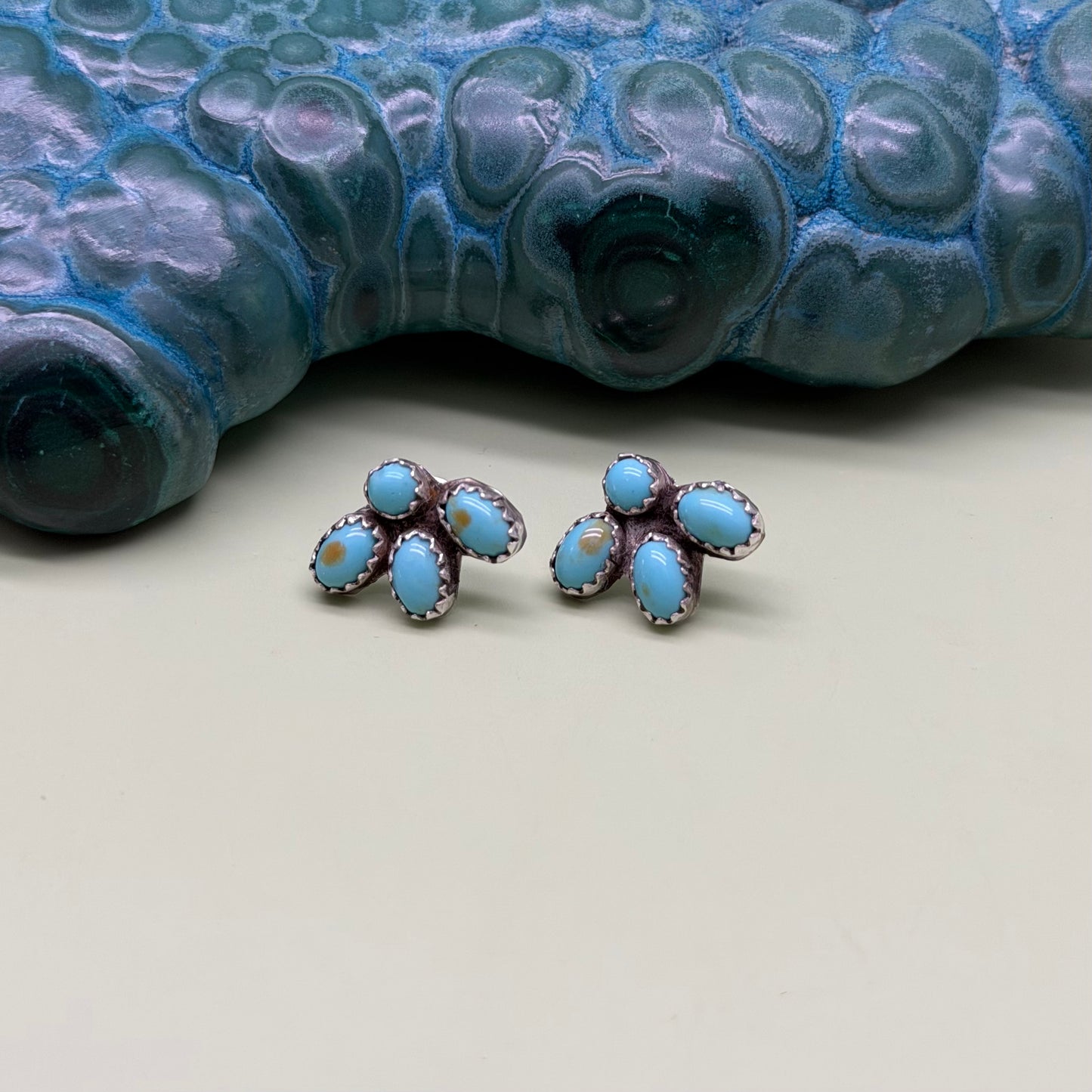 Native American Turquoise Cluster Earrings