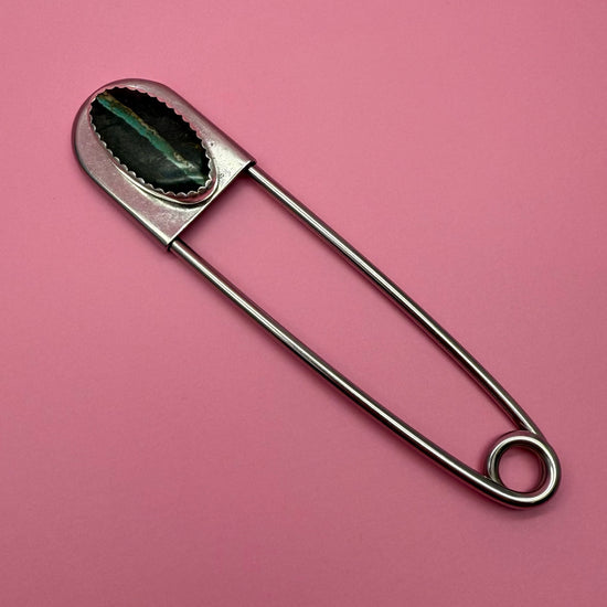 Cayman Silver & Variscite Jumbo Safety Pin
