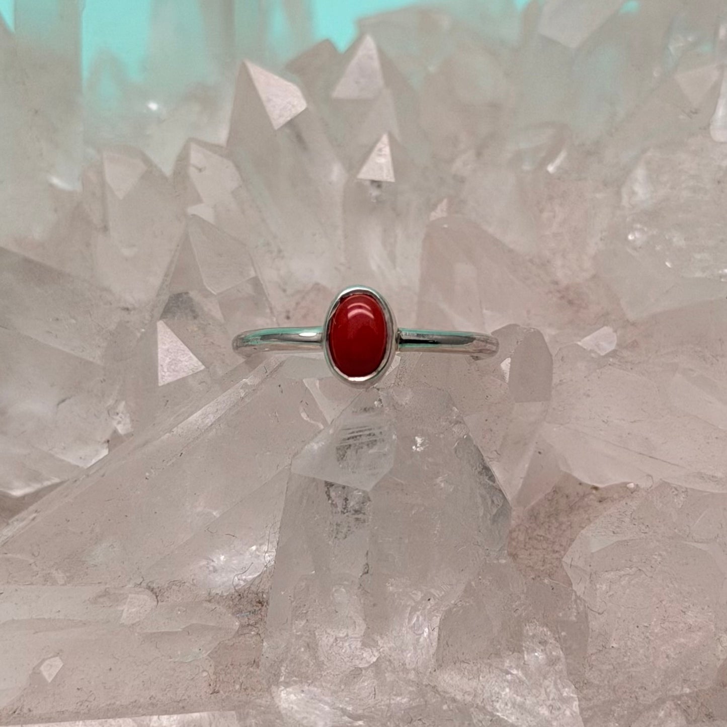 Sterling Silver Coral Stacker Ring